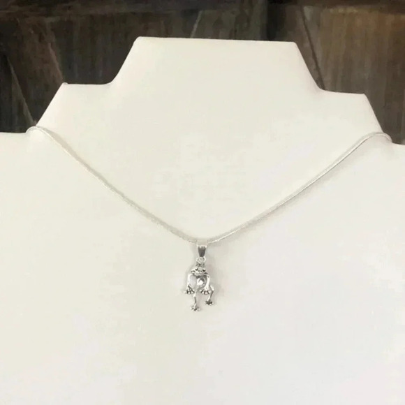 Silver Hanging Frog Necklace - Picture 2 of 3